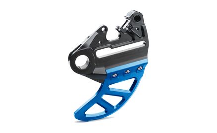 Brake caliper support with brake disc guard