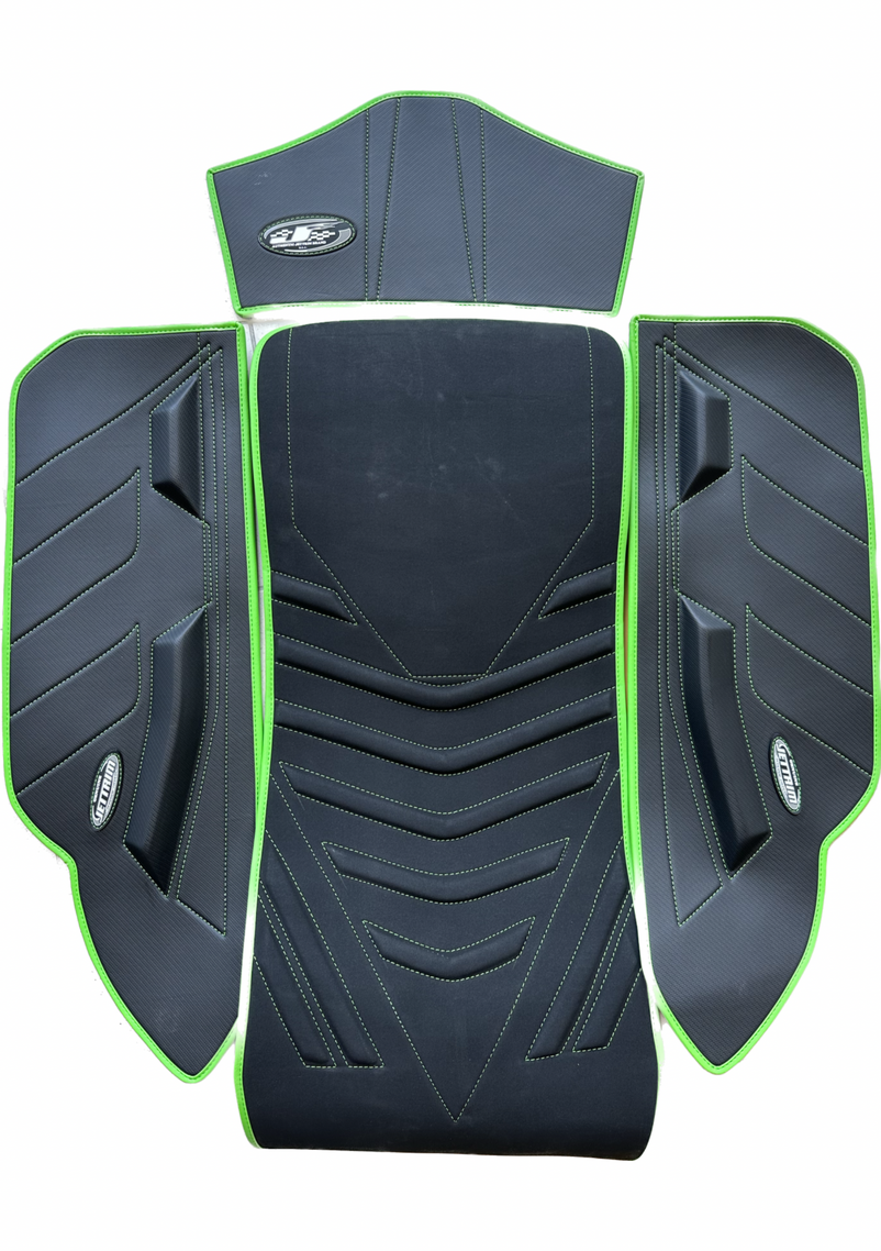 JETTRIM 4 PIECE MAT SET INCL. ERGO KICKERS AND FRONT HUMP SXR1500 Black/Green Stitch