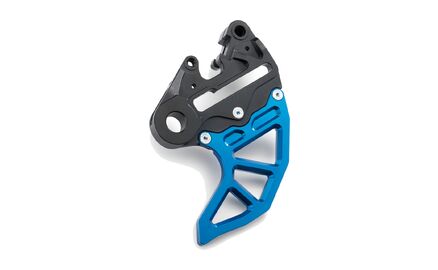 Brake caliper support with brake disc guard
